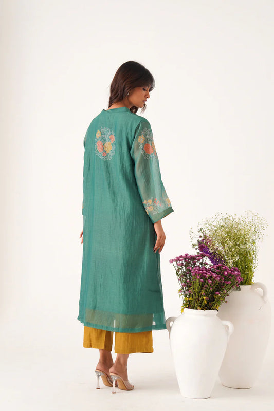 Teal Floral Handloom Style ASet