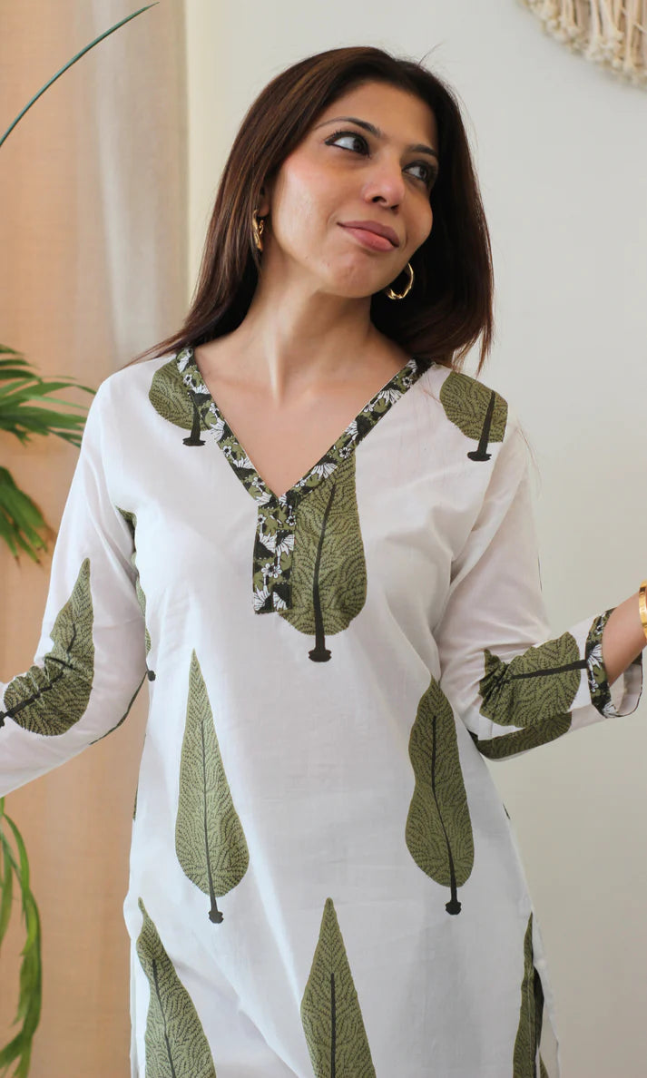 white cotton kurta set