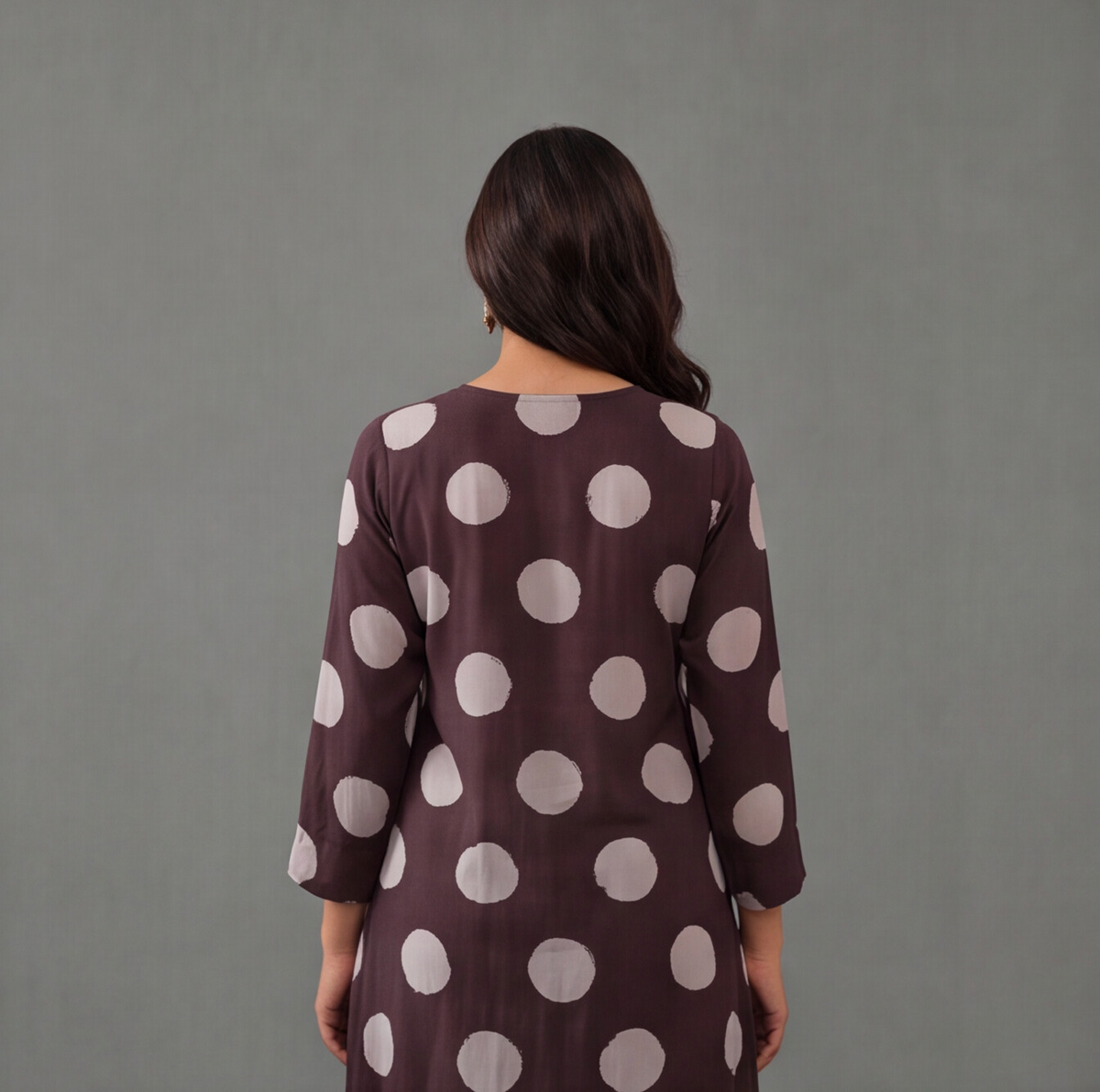Mocha Dots Printed Kurta Set