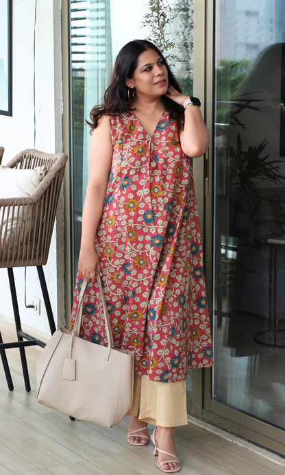 sleeveless A-line kurta