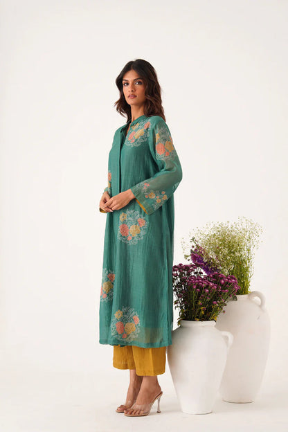 Teal Floral Handloom Style ASet