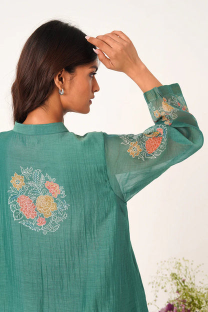 Teal Floral Handloom Style ASet