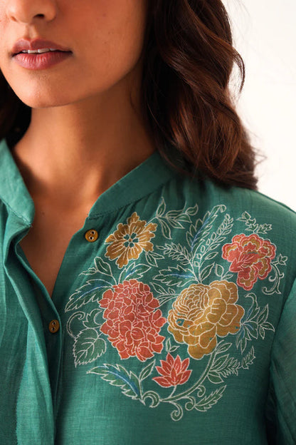 Teal Floral Handloom Style ASet