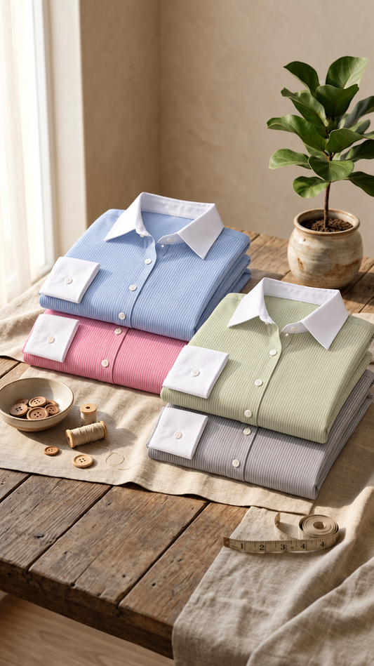 Women’s Pinstriped Full-Sleeve Shirt Combo – Pack of 4