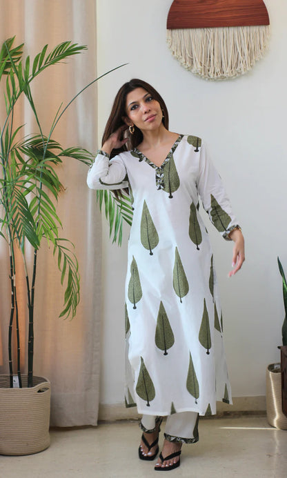 white cotton kurta set