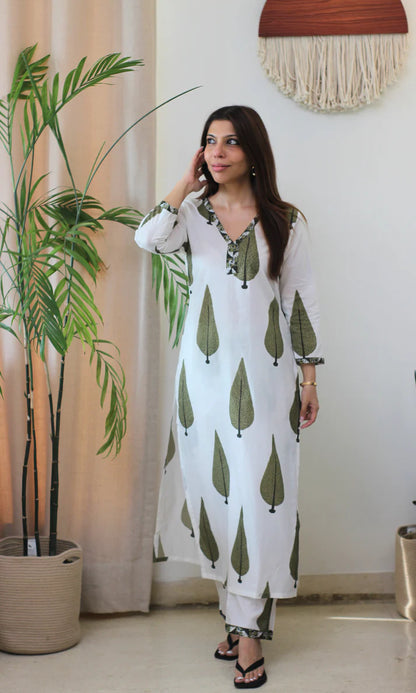 white cotton kurta set