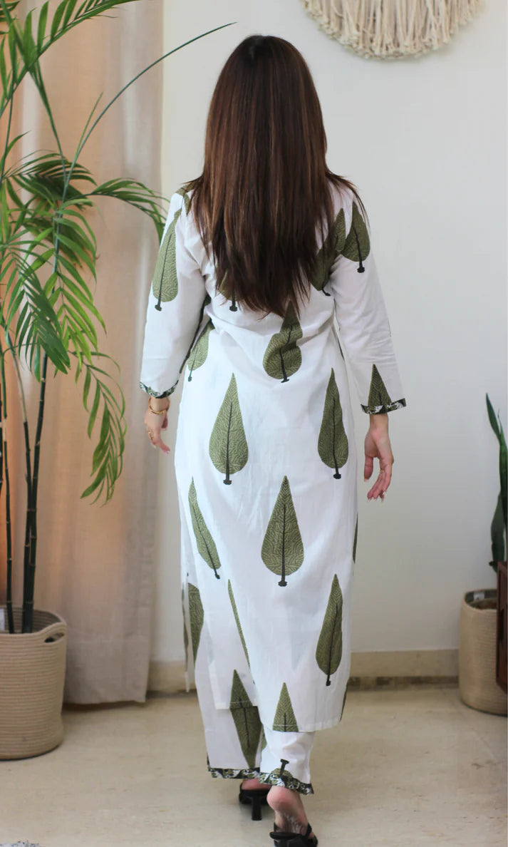 white cotton kurta set