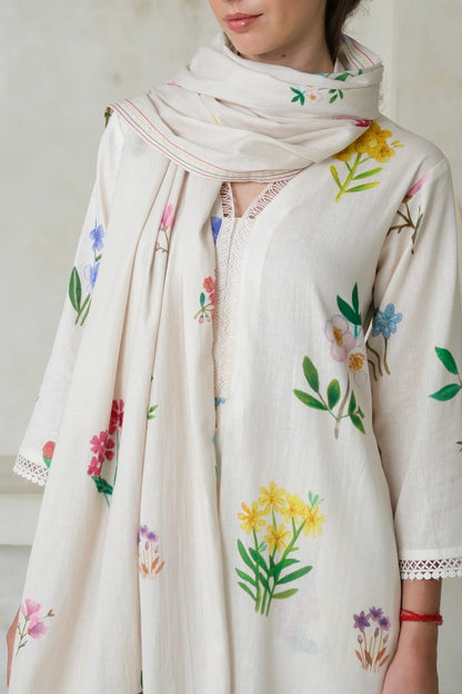 Elysian Bloom Hand-Printed Kurta Palazzo Set