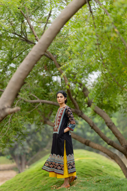 Black Ajrakh Printed Cotton Kurta