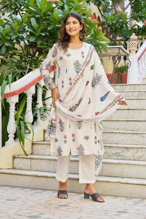 Women’s Printed Cotton Kurta Set with Dupatta