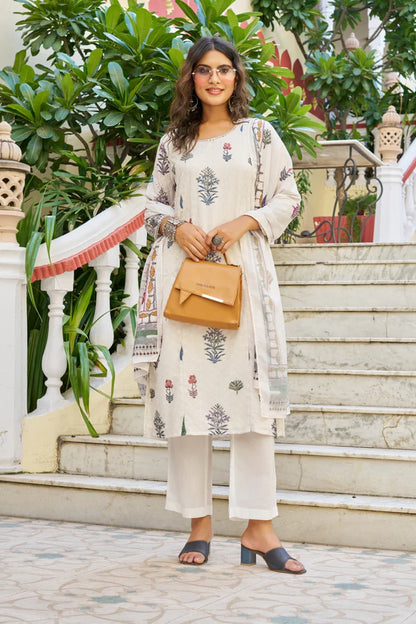 Women’s Printed Cotton Kurta Set with Dupatta