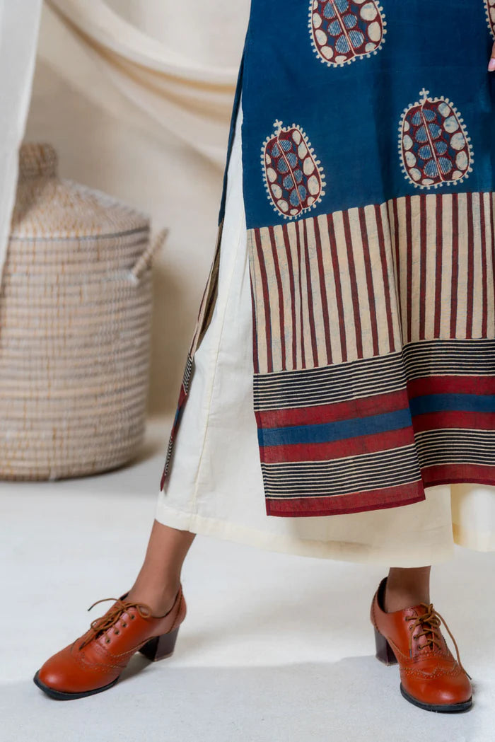 Blue Printed Straight Kurta