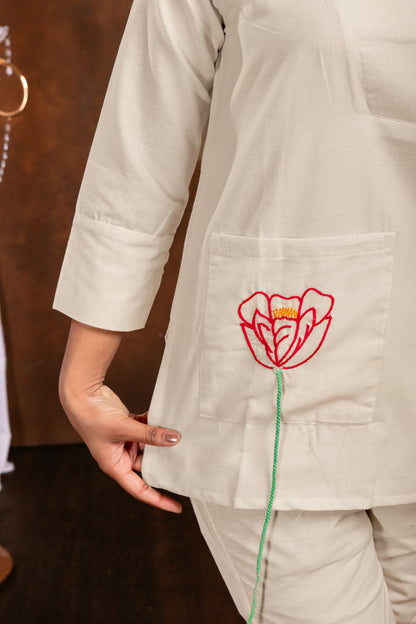 Elegant Off-White Embroidered Co-ord Set for Women