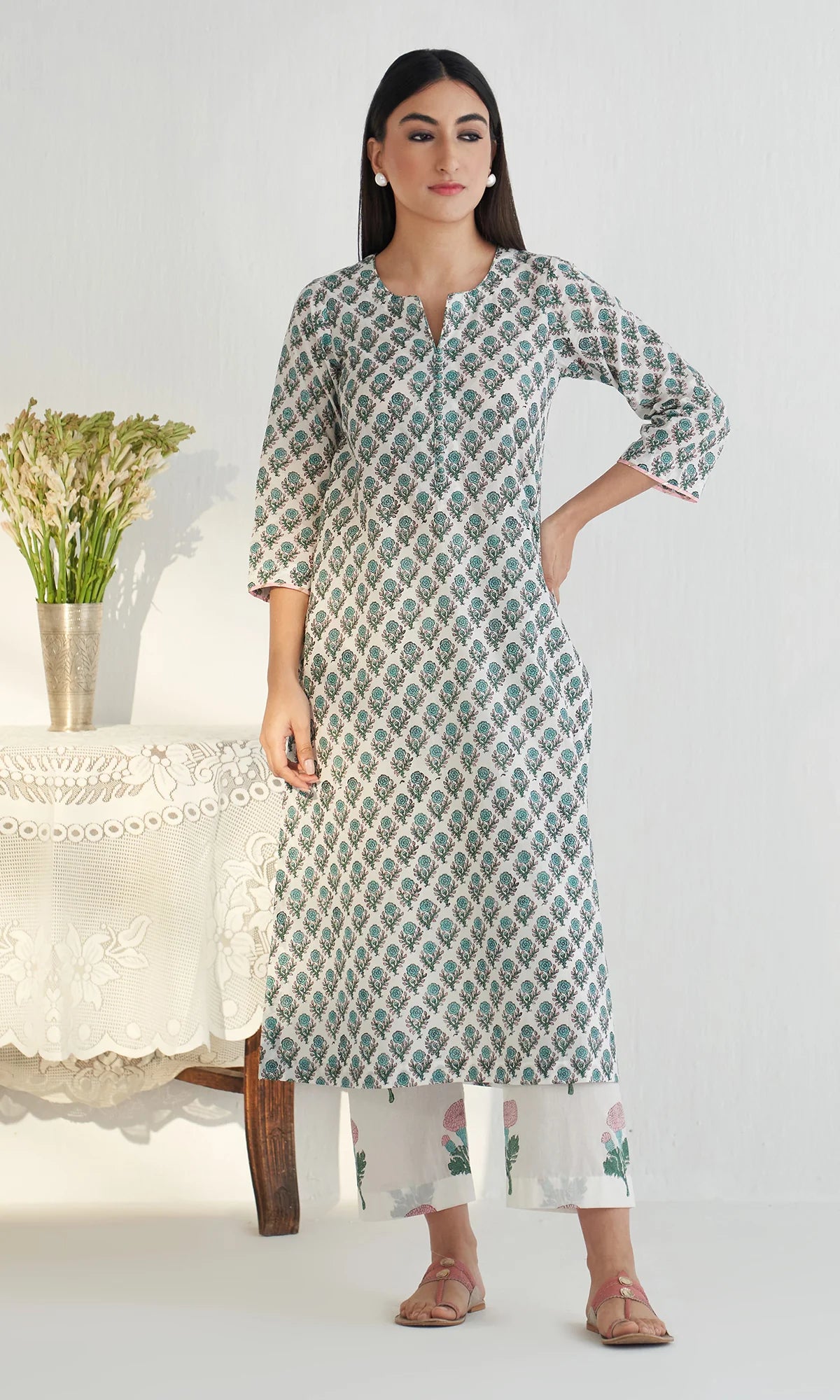 printed cotton suit set