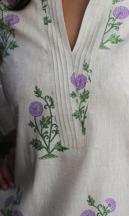 linen-blend kurta set