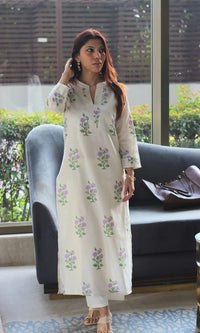 linen-blend kurta set