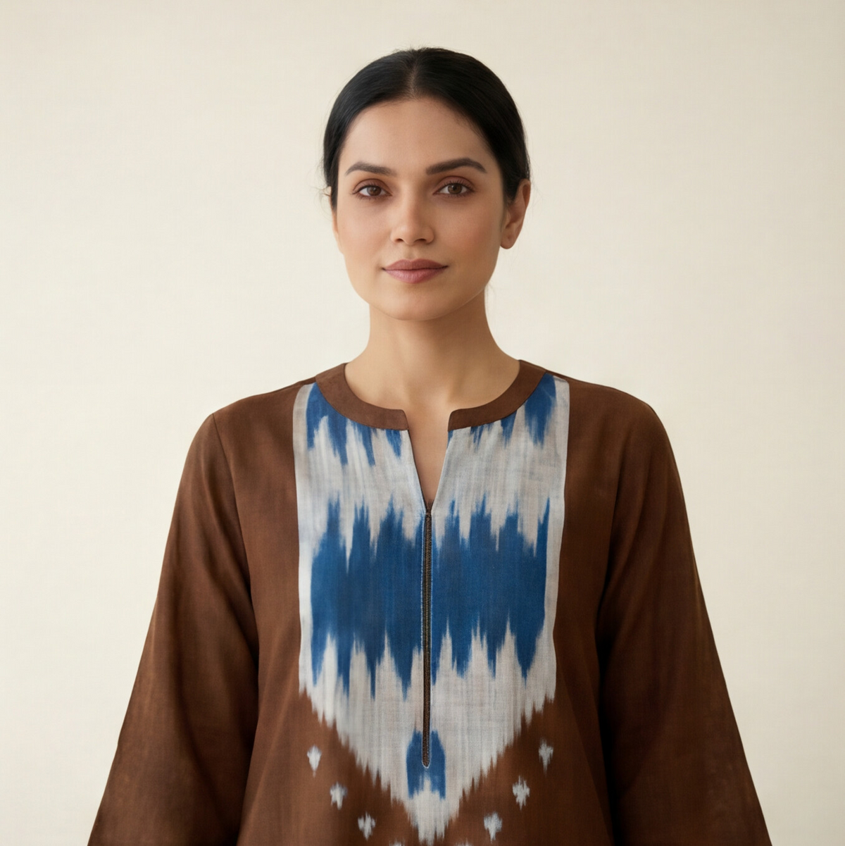 Women's Premium Brown Cotton Printed Kurta Set