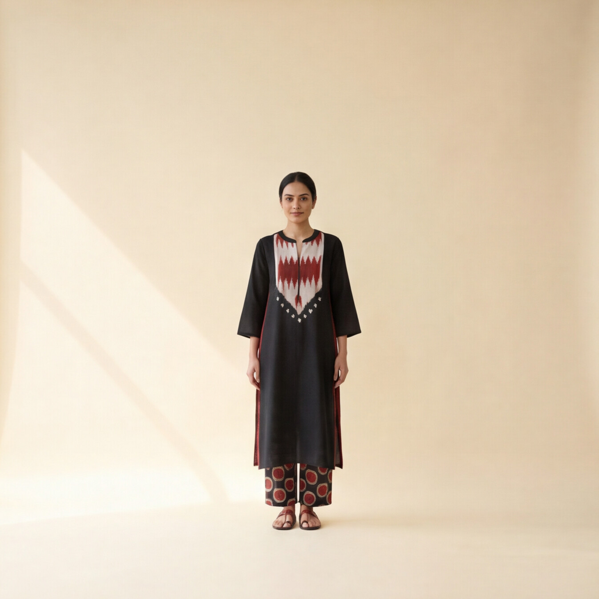Women's Premium Black Cotton Printed Kurta Set