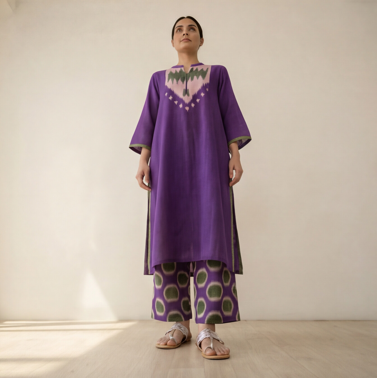 Women's Premium Purple Cotton Printed Kurta Set