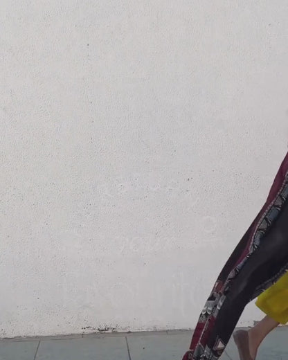 Black & Maroon Printed Cotton Kurta Set with Matching Dupatta and Cream Pants